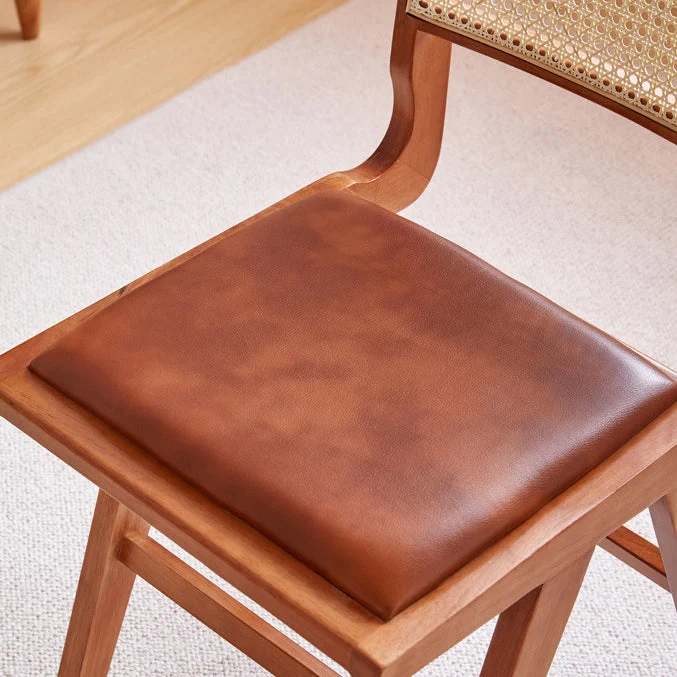 Traditionele gestoffeerde bijzetstoel Rubberwood massief houten bijzetstoel Clearhalo