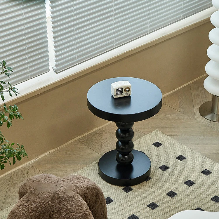 Traditionele ronde houten bijzettafel en 15,74 inch brede bijzettafel op voetstuk Clearhalo