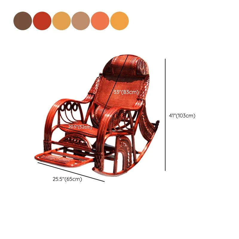 Traditionele schommelstoel rotan frame effen kleur spindel rugleuning indoor schommelstoel Clearhalo