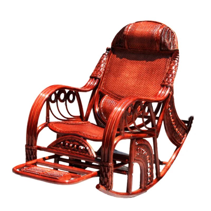 Traditionele schommelstoel rotan frame effen kleur spindel rugleuning indoor schommelstoel Clearhalo