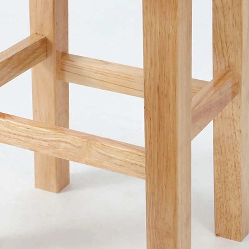 Vierkante massief houten barstoel zonder rug, industriële houten stoel met 4 poten Clearhalo