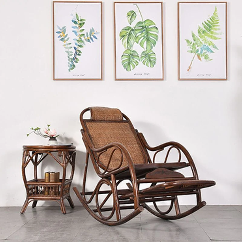 Vintage stijl houten vrije tijd luie fauteuil verstelbare lounge schommelstoel voor balkon Clearhalo