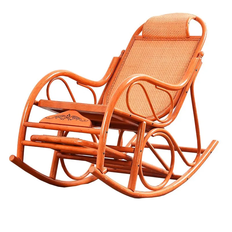 Vintage stijl houten vrije tijd luie fauteuil verstelbare lounge schommelstoel voor balkon Clearhalo