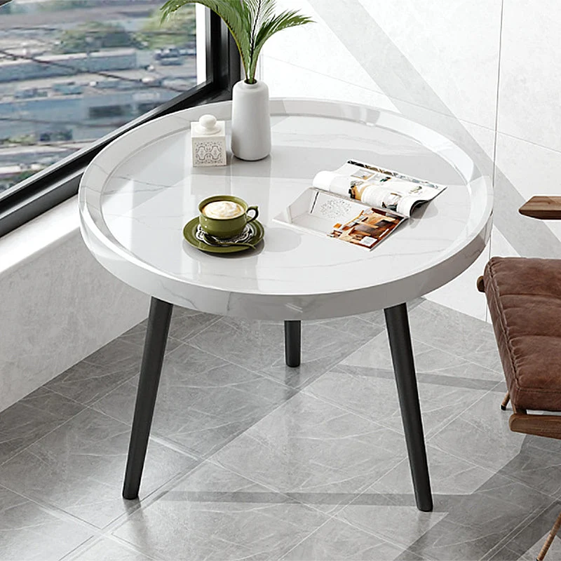 Vlekbestendig ovaal/rond houten bijzettafeltje, ijzeren bijzettafel met 4 poten Clearhalo