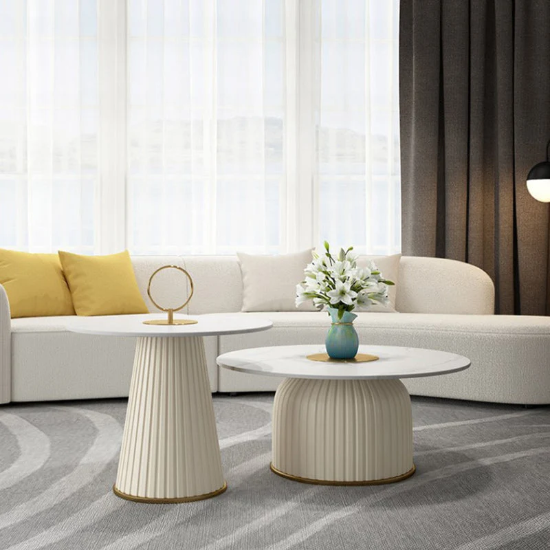 Voetstuk bijzettafel Moderne ronde bijzettafel voor de woonkamer Clearhalo