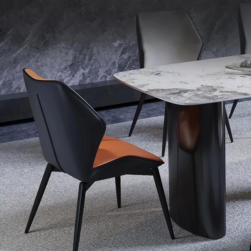 Wingback armloze eetkamerstoelen Moderne kunstleer eetkamerstoel Clearhalo