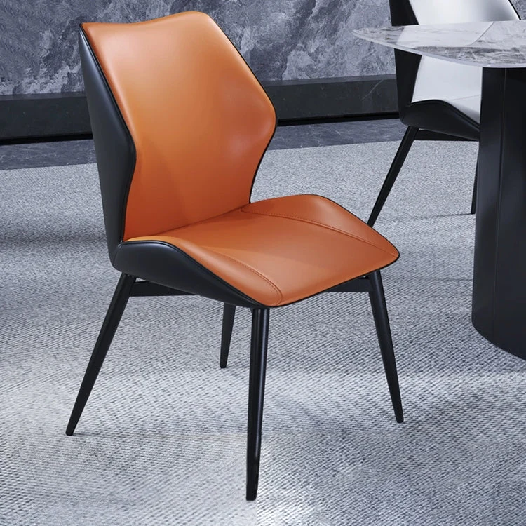 Wingback armloze eetkamerstoelen Moderne kunstleer eetkamerstoel Clearhalo