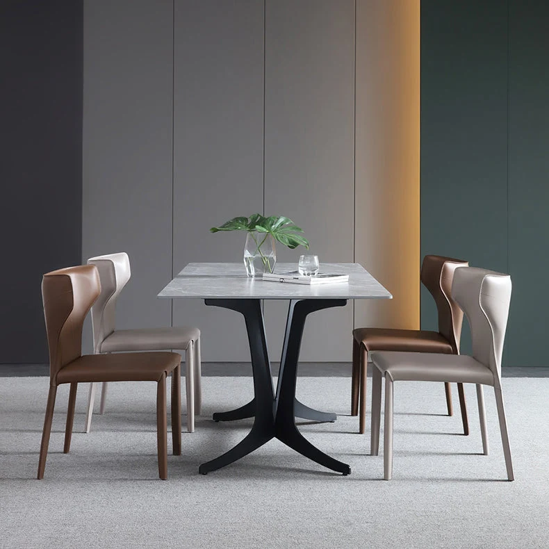 Wingback Side Chair Eigentijdse lederen eetstoel voor binnen en buiten Clearhalo
