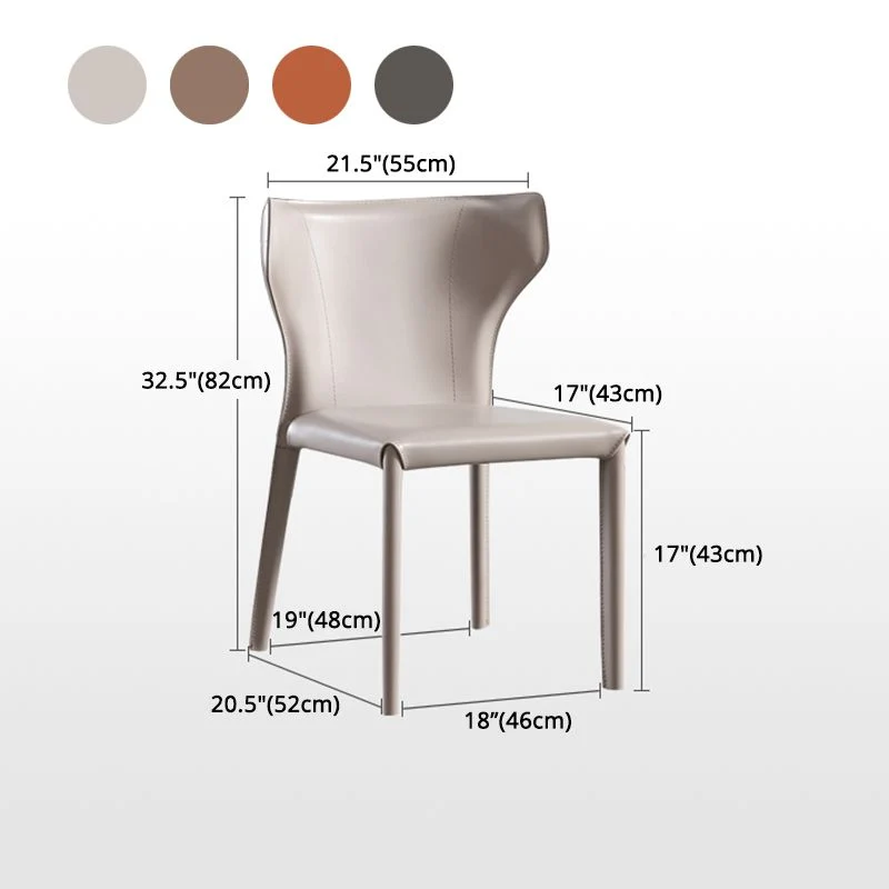 Wingback Side Chair Eigentijdse lederen eetstoel voor binnen en buiten Clearhalo