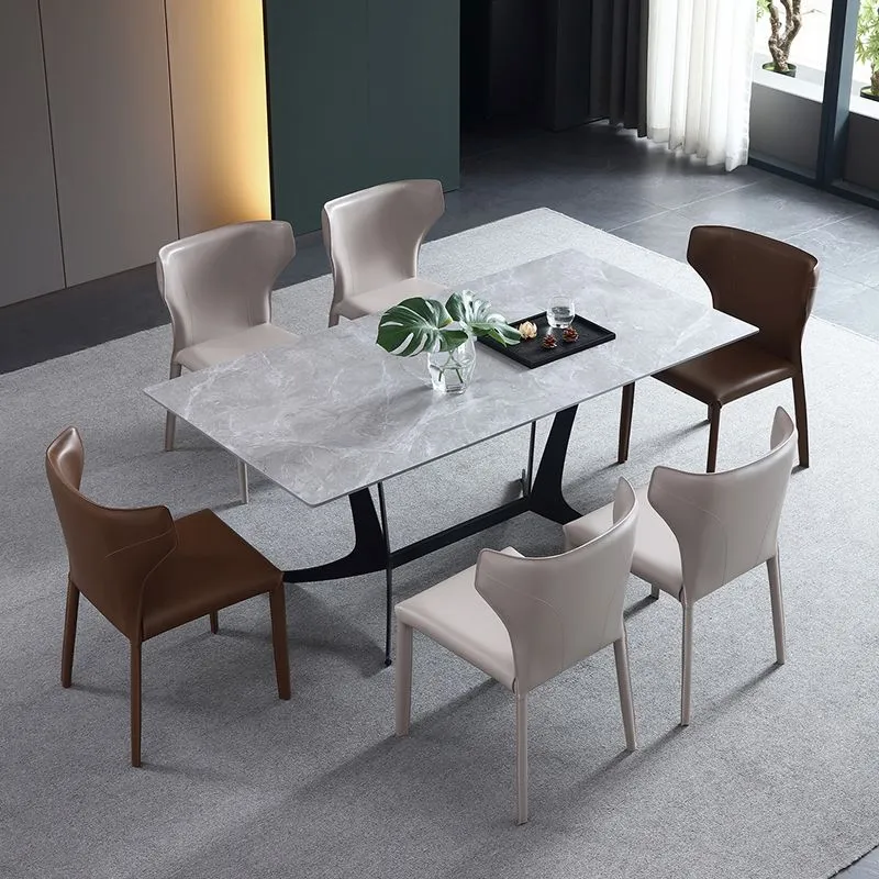 Wingback Side Chair Eigentijdse lederen eetstoel voor binnen en buiten Clearhalo