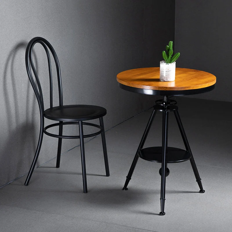 Witte en zwarte eetkamerstoelen Industriële ijzeren armloze eetkamerstoel Clearhalo