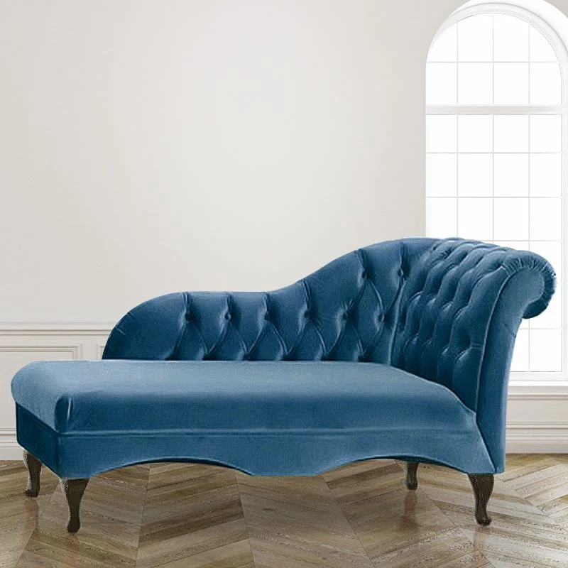 Woonkamer chaise met gerolde armen, moderne stijl fluwelen chaise longue met twee armen Clearhalo