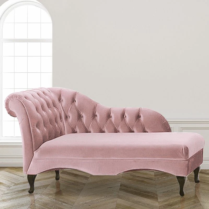Woonkamer chaise met gerolde armen, moderne stijl fluwelen chaise longue met twee armen Clearhalo
