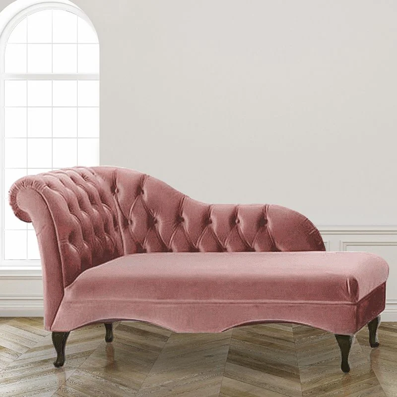 Woonkamer chaise met gerolde armen, moderne stijl fluwelen chaise longue met twee armen Clearhalo