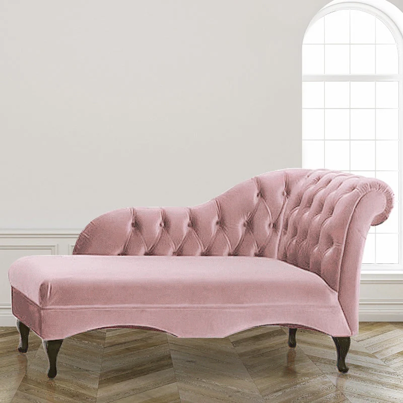 Woonkamer chaise met gerolde armen, moderne stijl fluwelen chaise longue met twee armen Clearhalo