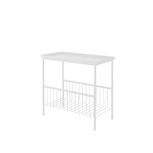 Zwart/witte bijzettafel moderne stijl, metalen bijzettafel met rechthoekig blad en opbergruimte Clearhalo