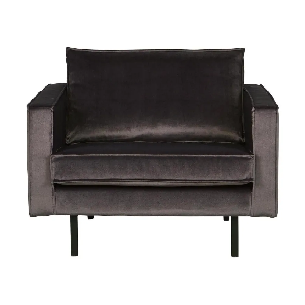 WOOOD Rodeo fauteuil velvet Antraciet De Eekhoorn