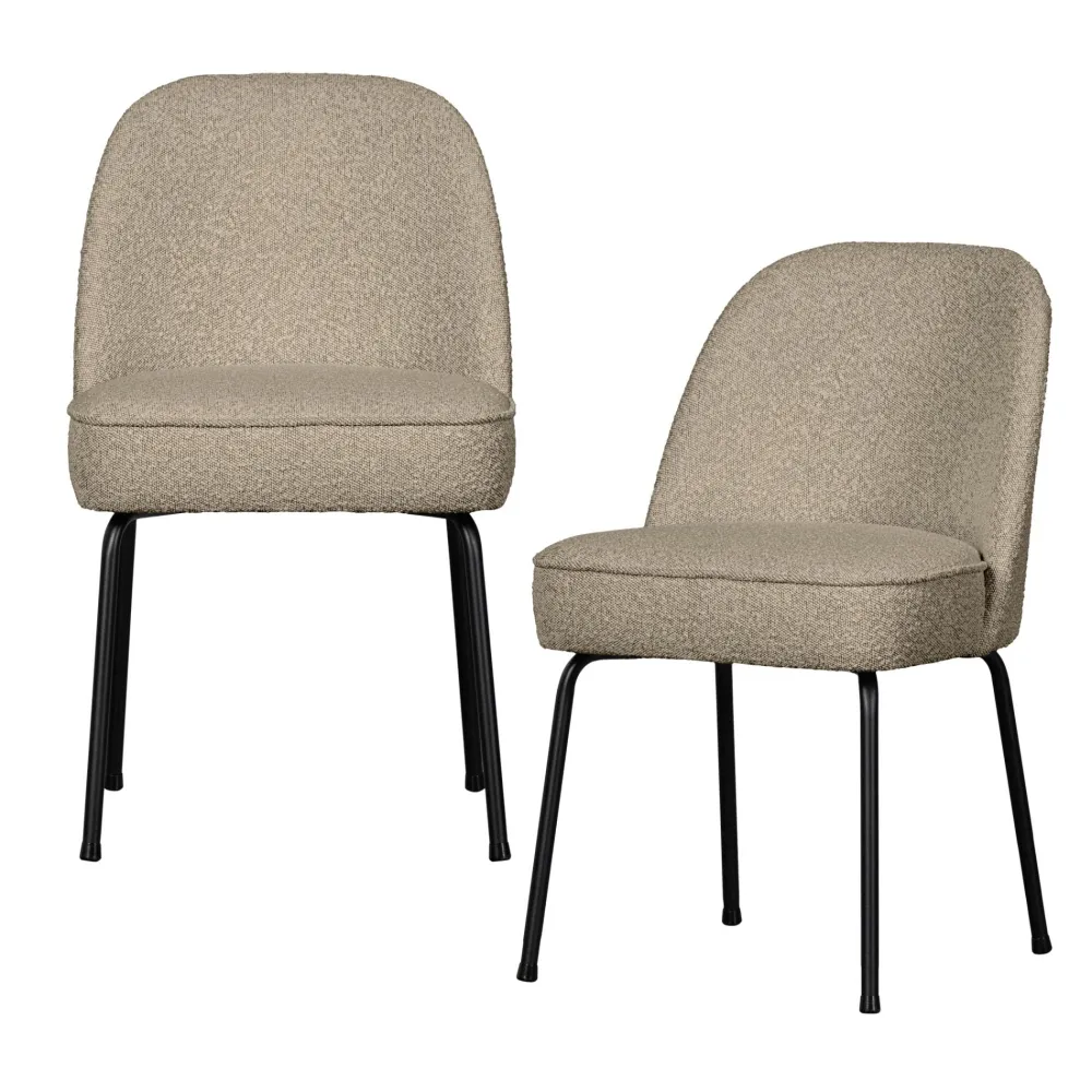 WOOOD Vogue eetkamerstoel bouclé beige De Eekhoorn