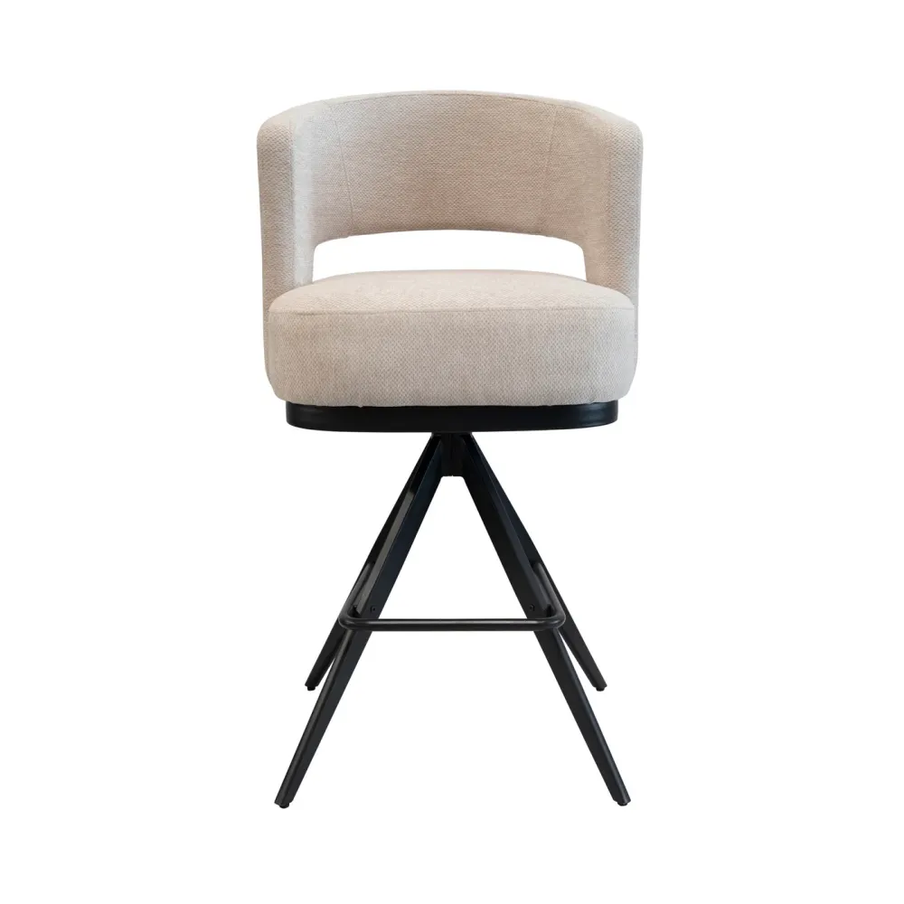 DÉJA Living Barstoel Louis - Stof/Metaal - Taupe - Set van 2