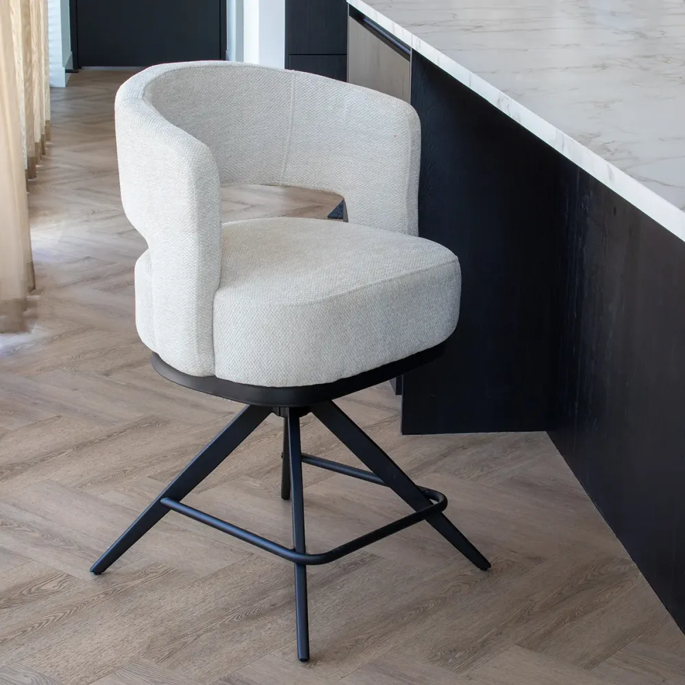 DÉJA Living Barstoel Louis - Stof/Metaal - Taupe - Set van 2
