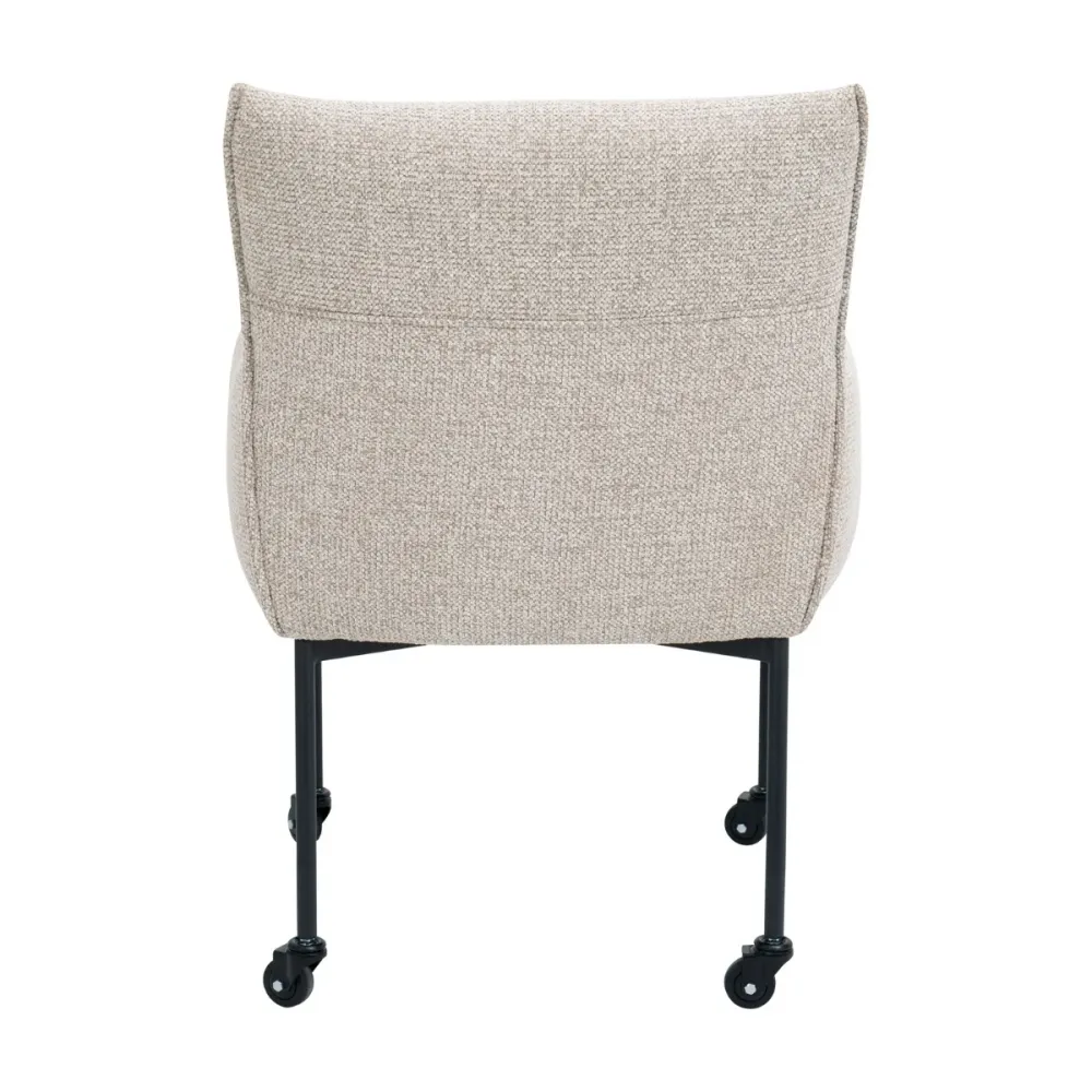 DÉJA Living Eetkamerstoel Arboga - Taupe/Zwart - Incl. Wielen - Set van 2