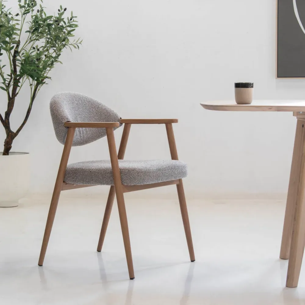 DÉJA Living Eetkamerstoel Karup - Taupe/Naturel - Set van 2