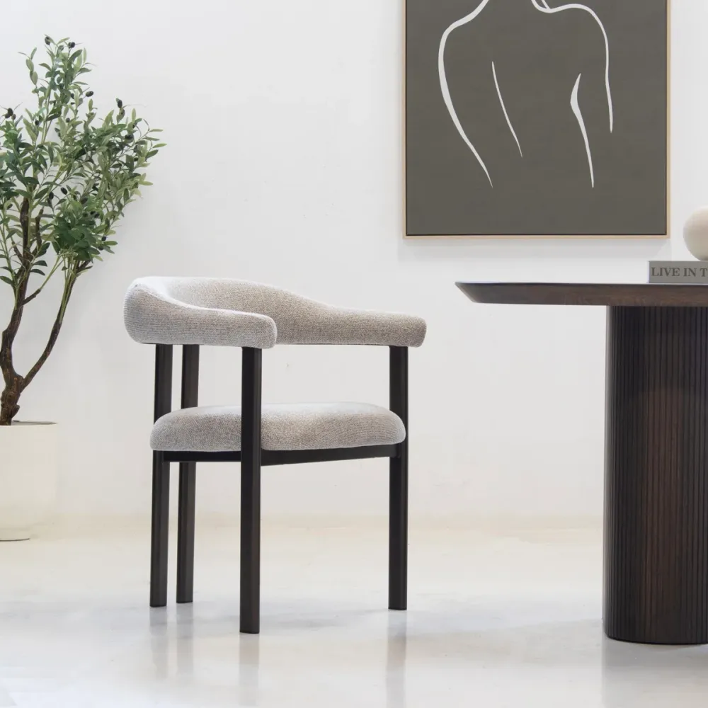DÉJA Living Eetkamerstoel Odense - Stof - Taupe/Brons - Set van 2