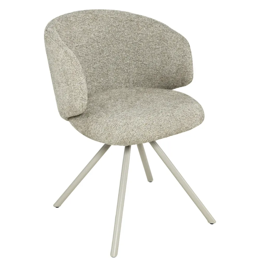 DÉJA Living Eetkamerstoel Sueca - Taupe Stof - Draaibaar - Set van 2