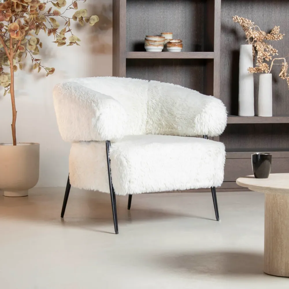 DÉJA Living Fauteuil Bogo Fluffy - Beige Stof - 86x74x78cm