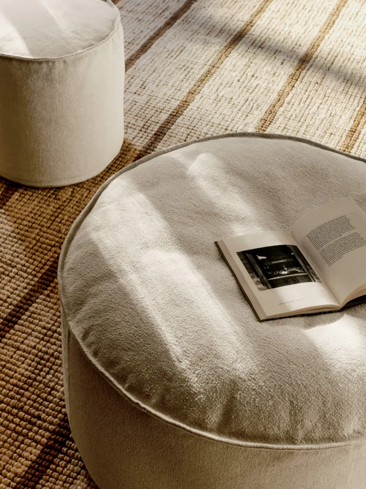 Aun Cotton Pouf - Ø80 - Off-White Ferm Living - COM