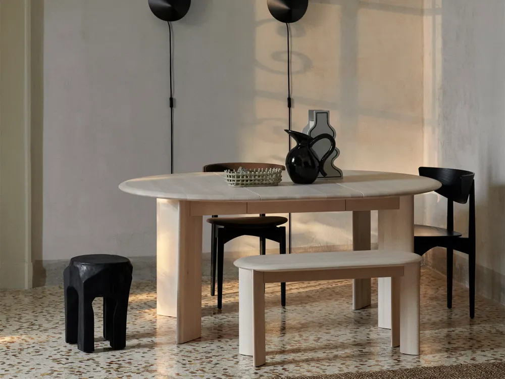 Bevel Table - Extendable x 2 - White Oiled Beech Ferm Living - COM