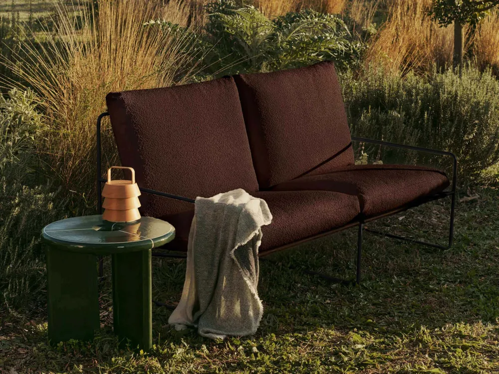 Desert 2-seater - Black - Pure Bouclé - Chestnut Ferm Living - COM
