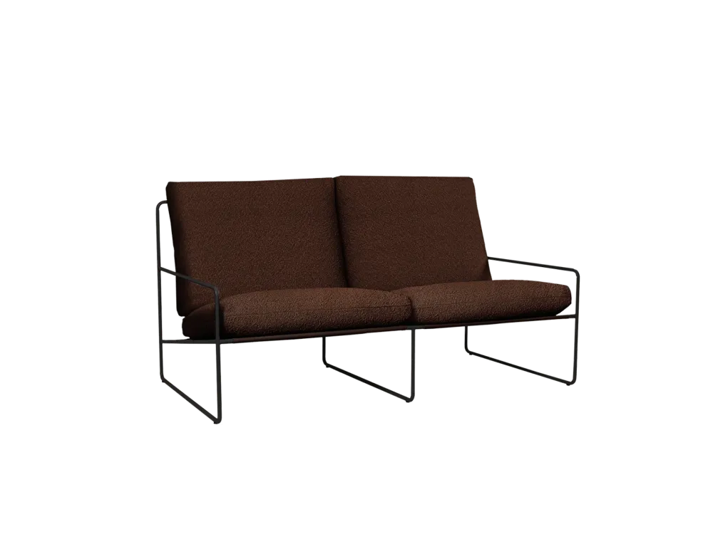 Desert 2-seater - Black - Pure Bouclé - Chestnut Ferm Living - COM