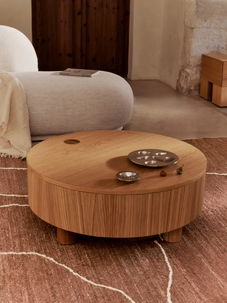 Olles Storage Table - Ø80 - Natural Oak Veneer Ferm Living - COM
