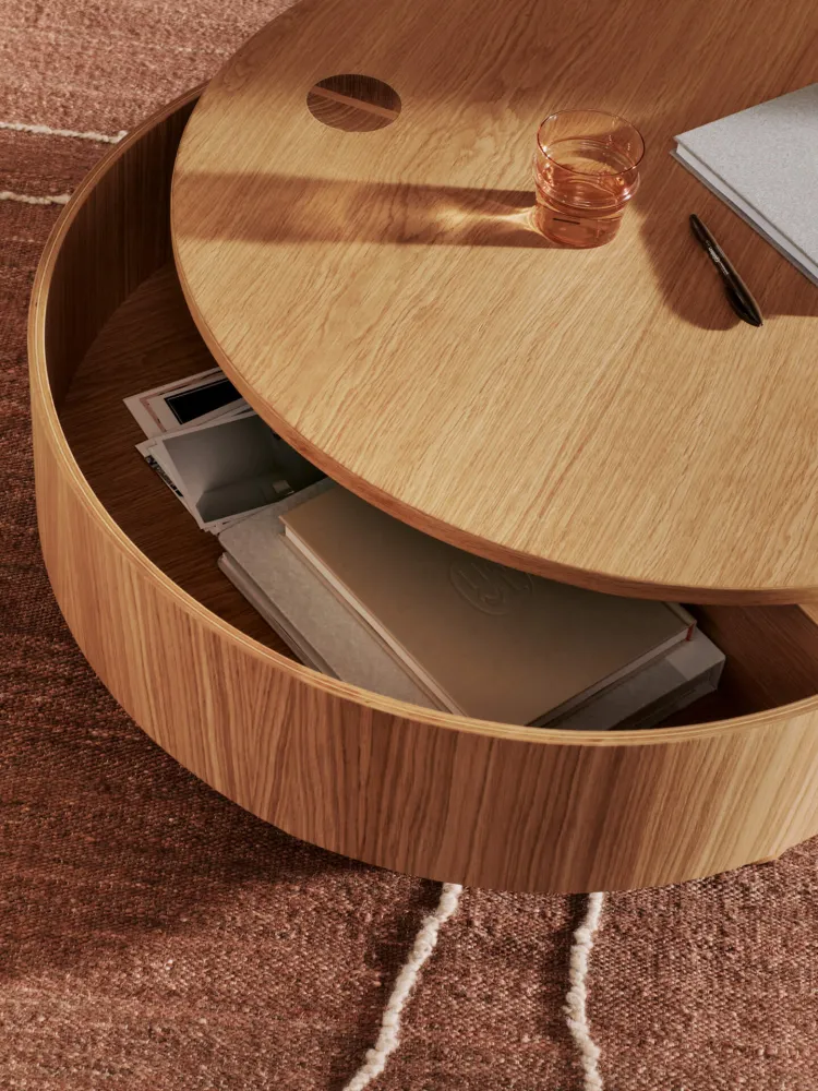 Olles Storage Table - Ø80 - Natural Oak Veneer Ferm Living - COM