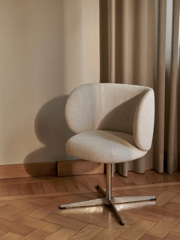 Rico Dining Chair - Swivel - Bouclé - Off-White Ferm Living - COM