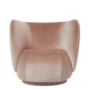 Rico Lounge Chair - Devoré Velvet - Blush Ferm Living - COM