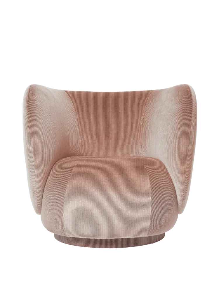 Rico Lounge Chair - Swivel - Devoré Velvet - Blush Ferm Living - COM