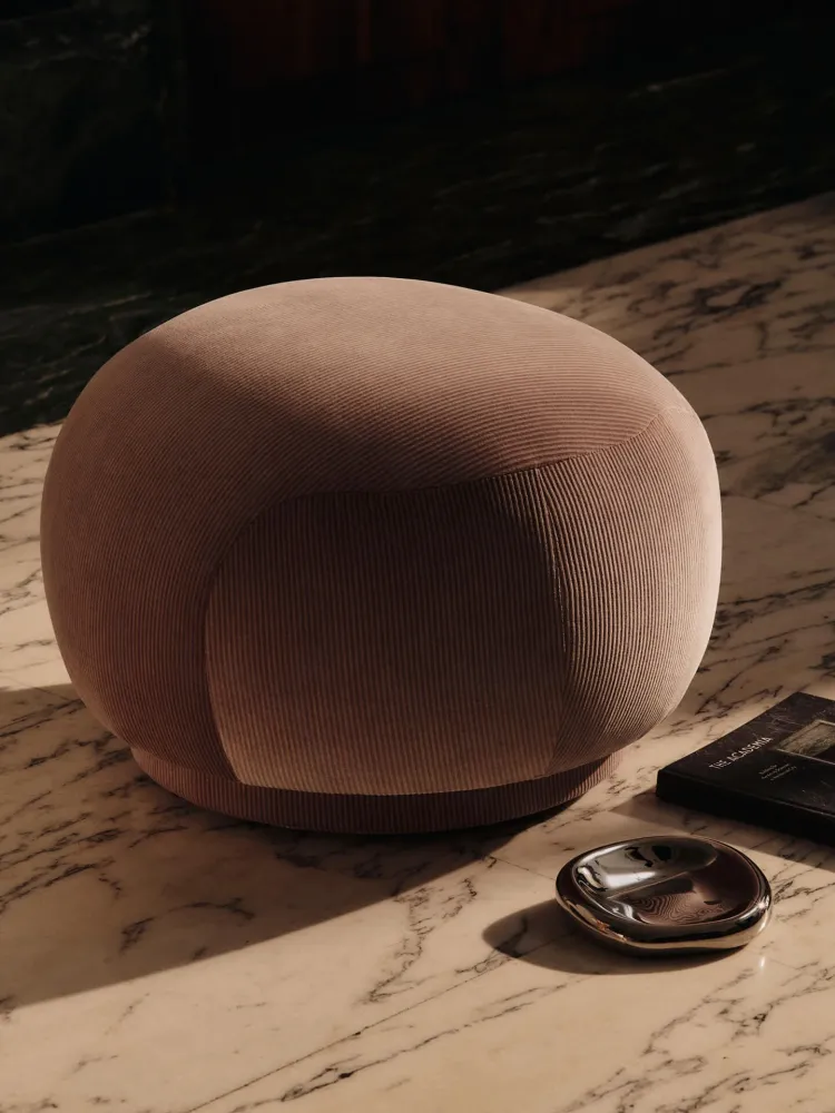 Rico Pouf - Devoré Velvet - Blush Ferm Living - COM