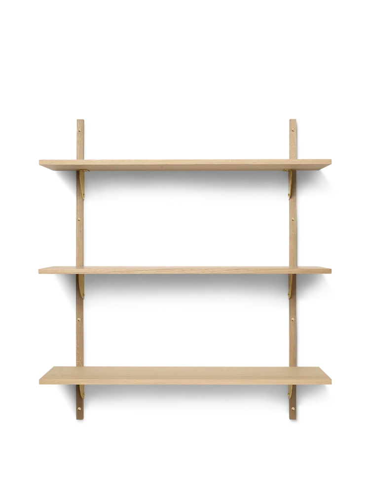 Sector Shelf - Triple - Wide - Natural Oak/Brass Ferm Living - COM