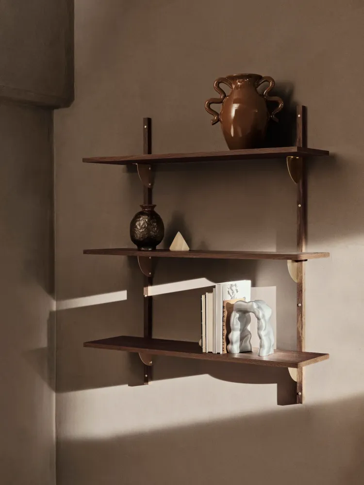Sector Shelf - Triple - Wide - Smoked Oak/Brass Ferm Living - COM