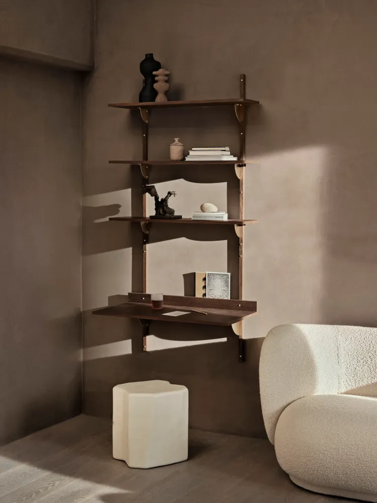 Sector Shelf - Triple - Wide - Smoked Oak/Brass Ferm Living - COM