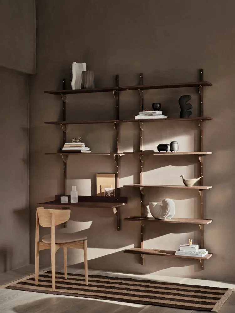 Sector Shelf - Triple - Wide - Smoked Oak/Brass Ferm Living - COM
