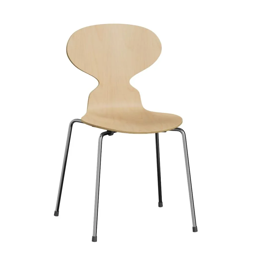 Fritz Hansen ANT eetkamerstoel chrome clear lacquered maple