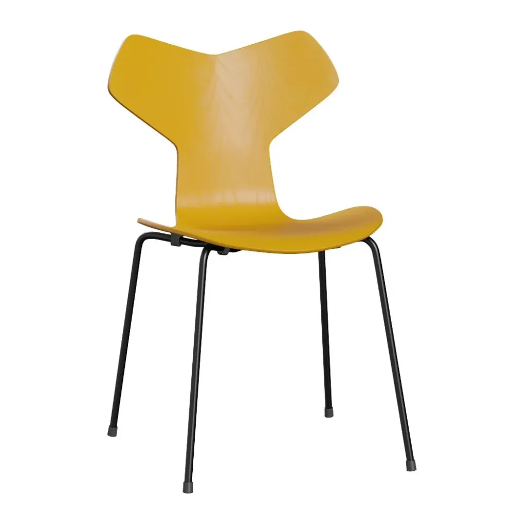 Fritz Hansen Grand Prix eetkamerstoel black ash coloured True Yellow