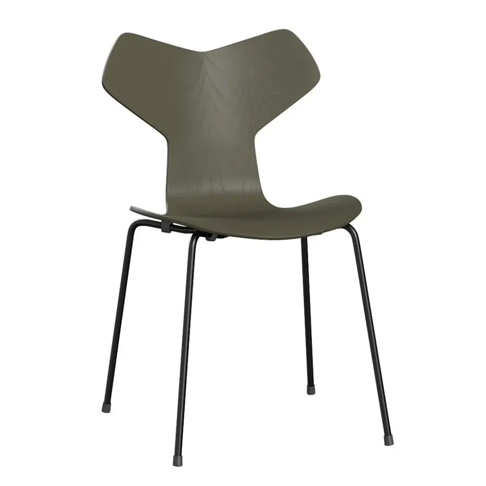 Fritz Hansen Grand Prix eetkamerstoel black ash coloured Olive Green