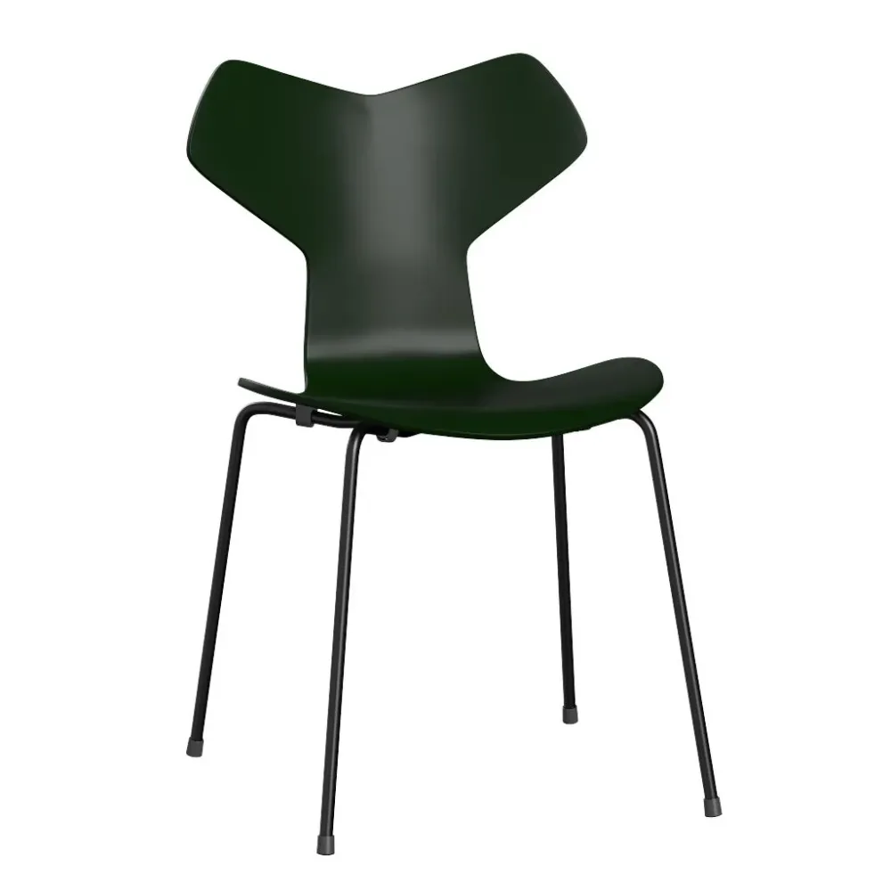 Fritz Hansen Grand Prix eetkamerstoel black ash lacquered Evergreen