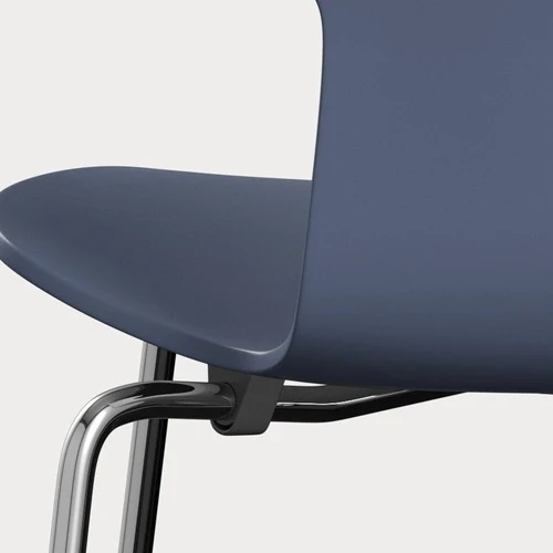 Fritz Hansen Grand Prix eetkamerstoel chrome ash lacquered Dusk Blue