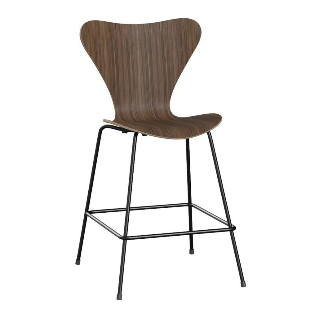 Fritz Hansen Series 7 Vlinderstoel barkruk H64 black clear lacquered walnut