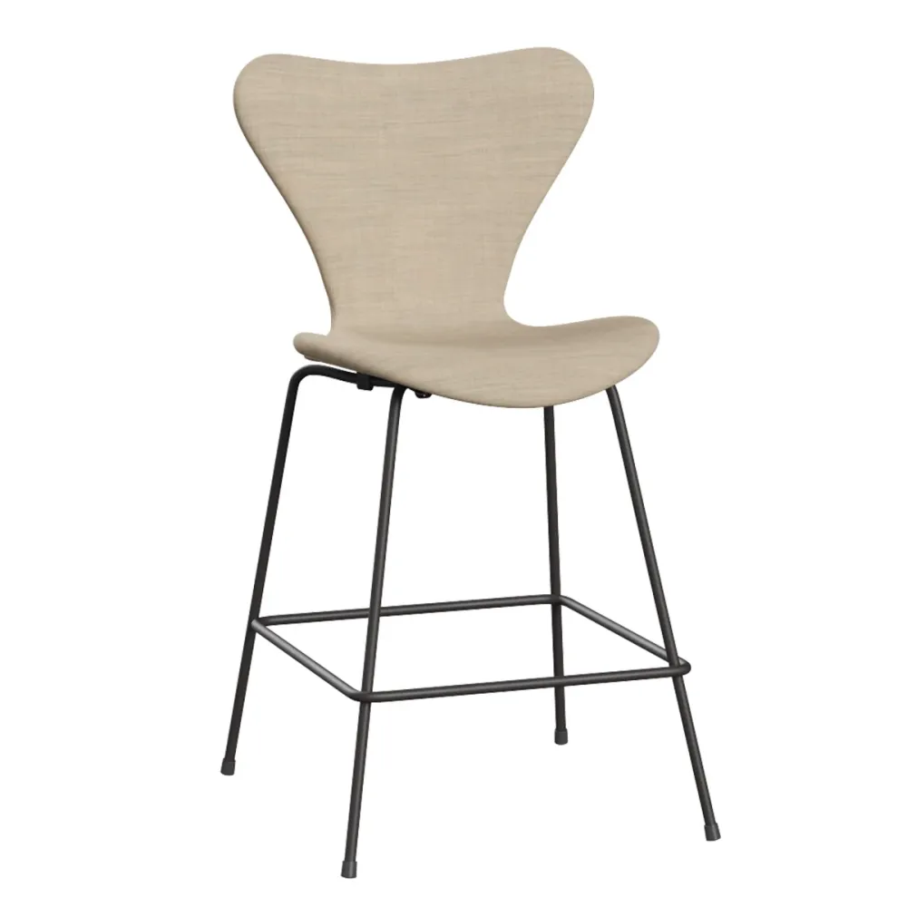 Fritz Hansen Series 7 Vlinderstoel barkruk H64 black Canvas Light Sand